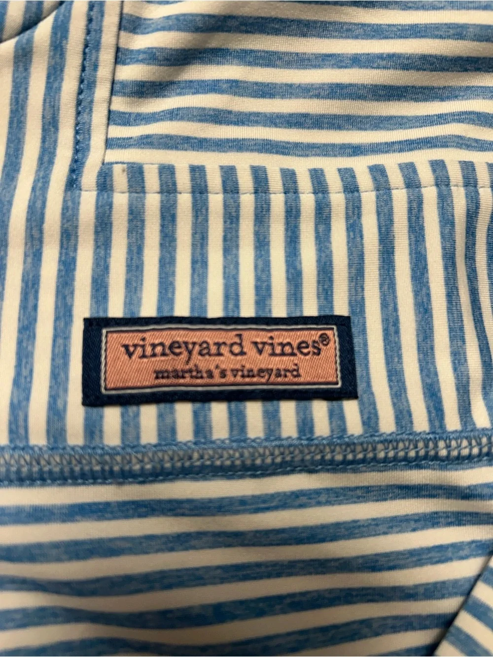 Child XL Vineyard Vines Blue & White Striped Quarter Zip Pullover